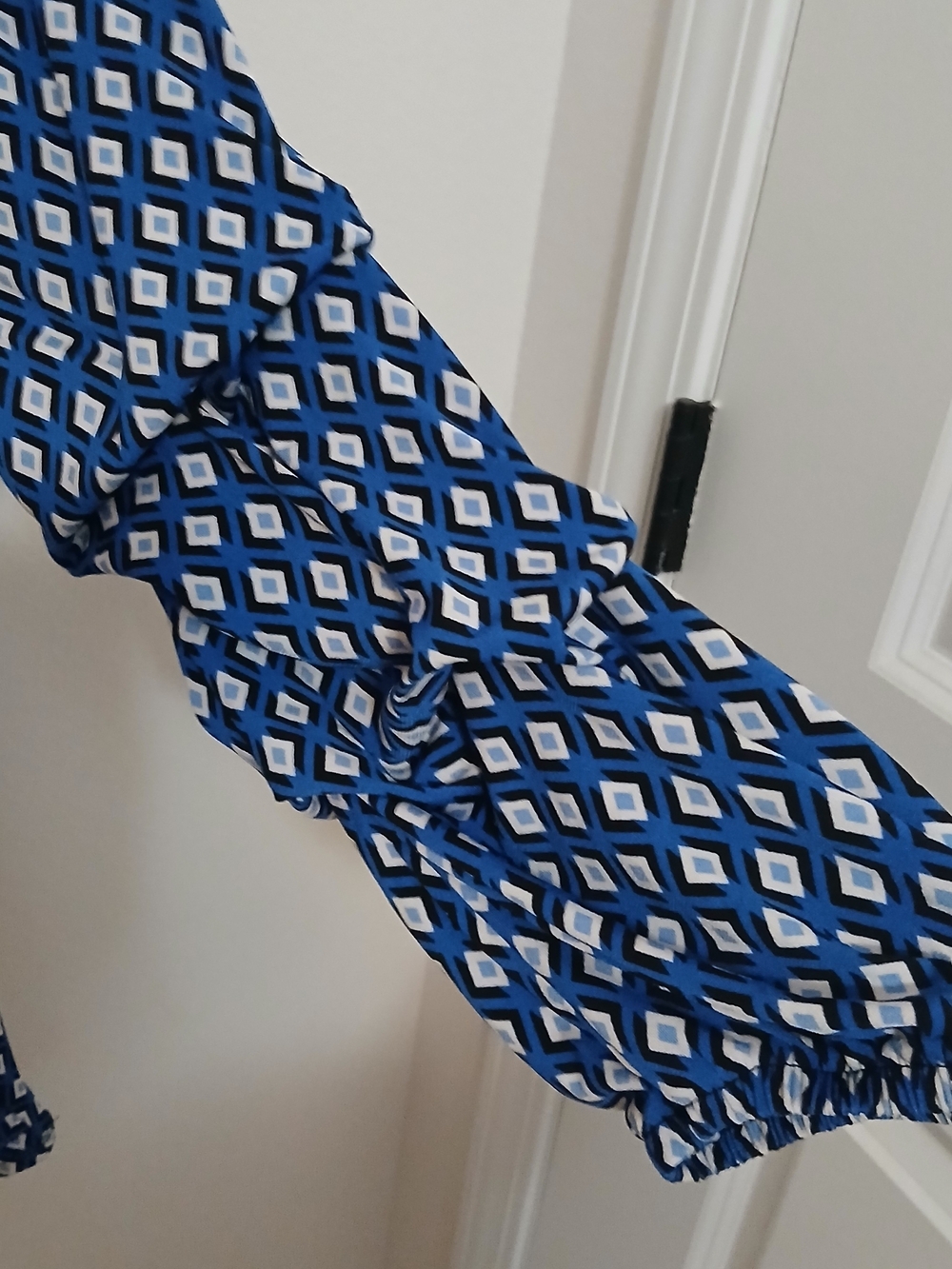 Cato Blue Diamond Print Wrap Top - Picture 3 of 3